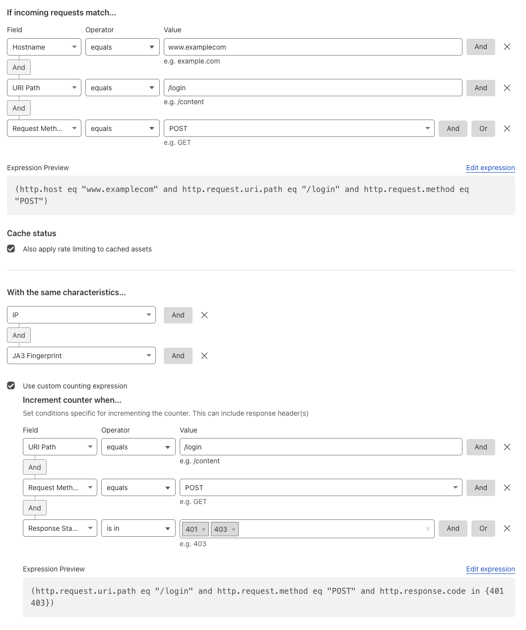 Rate Limit Credential Stuffing — クレデンシャルスタッフィング対策設定例